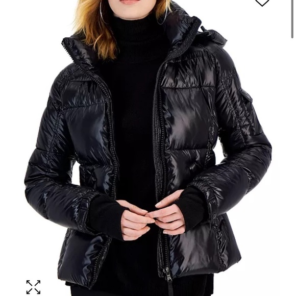 S13 New York NWT Kylie Puffer Jacket Removab Hoodie Size Large in Jet - Picture 1 of 15